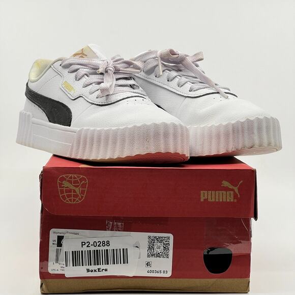 PUMA Carina Platform Sneakers White Black Women’s 6 400365-03 Used - Picture 10 of 10